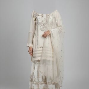 Elegant Cream Embroidered Dress